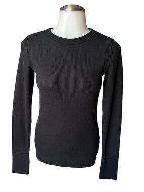 Size Small Aerie Black Thermal Long Sleeve Crewneck Top 2025 cotton blend